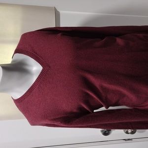 Lanesboro mens maroon red cotton v-neck sweater. Large